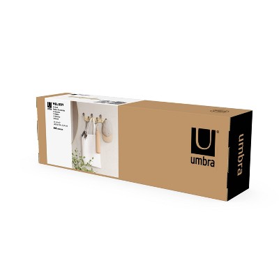 Natural Wood and Nickel 9-Hook Wall Mounted Coat Rack