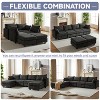 TiramisuBest 113.5" U-Shaped Modular Corduroy Sectional Sofa with Storage Ottoman, 6-Seat Convertible Chaise for Living Room,Black - 3 of 4