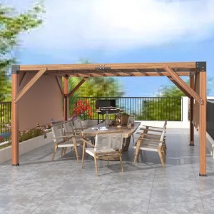 WhizMax 12'X 14' Cedar Wood Luxury Outdoor Pergola with High-Quality Fabric Canopy - 1 of 4