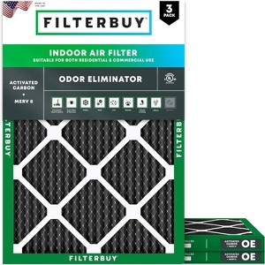 Filterbuy 20x25x1 Air Filter (3-Pack), Pleated MERV 8 Odor Eliminator Replacement HVAC AC Furnace Filters (Actual Size: 19.50 x 24.50 x 0.75) - 1 of 4