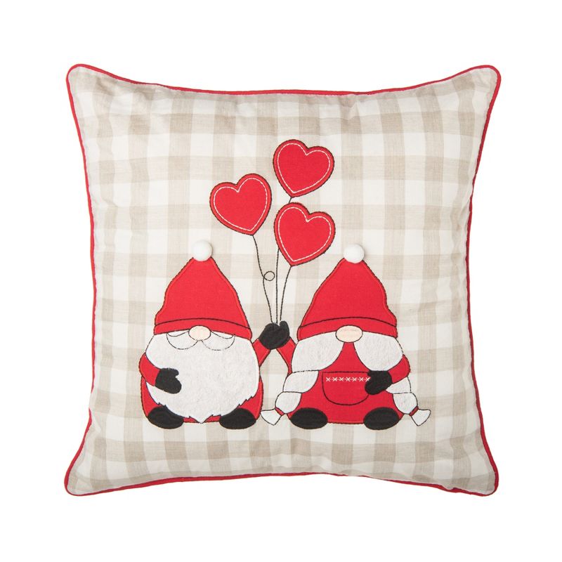 C&F Home 18" x 18" Valentine Gnomes Hearts Embroidered Throw Pillow, 1 of 6