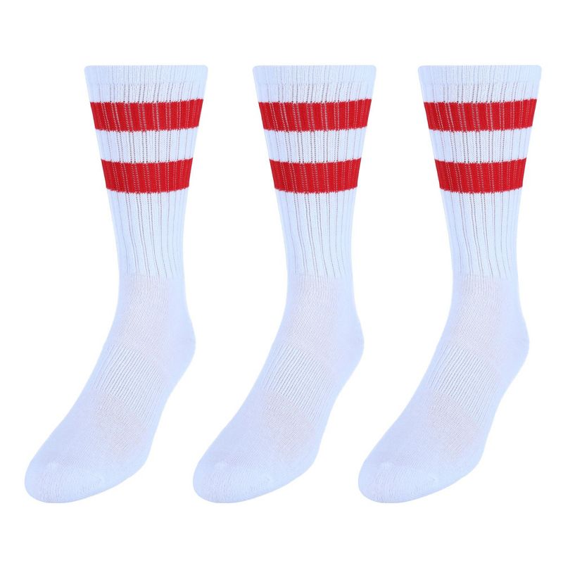 CTM Men's Crew Striped Socks (3 Pairs), 2 of 3