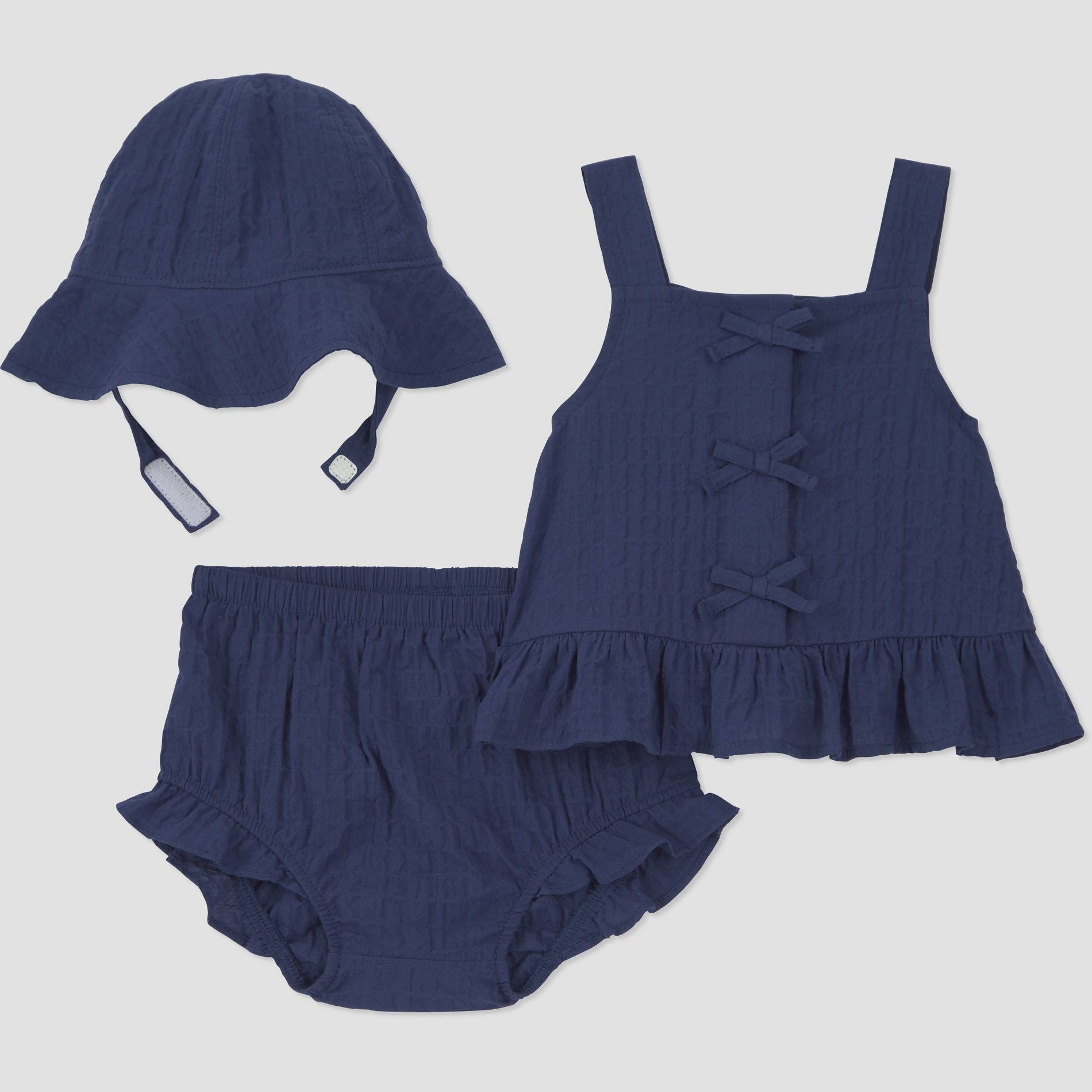 Carter's Just One You® Baby Girls' 3pc Bow Americana Tank Top with Bloomer and Hat Set - Navy Blue