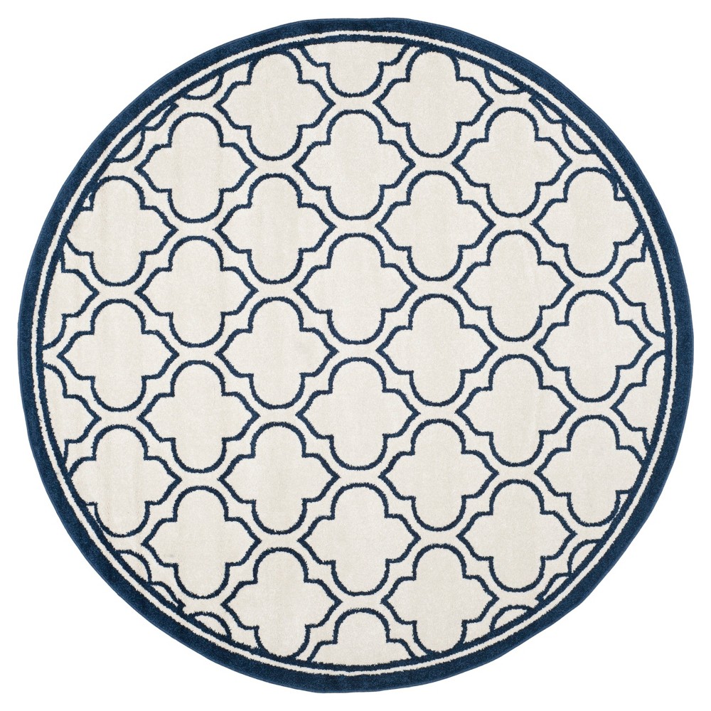 7' Round Coco Loomed Rug Ivory/Navy - Safavieh