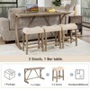 LOVSON 4-Piece Bar Table Set with Power Outlet, Dining Table and 3 Upholstered Stools for Living Room, Dining Room and Game Room,Brown - 3 of 4