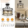 YIYIBYUS Modern 3-Light Black Semi-Flush Mount Ceiling Lamp with Crystal Shade - 4 of 4