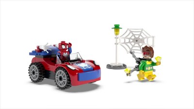 LEGO Marvel Spider-Man's Car and Doc Ock Set 10789, Spidey y sus increíbles  amigos juguete para construir para niños de 4 años con piezas que brillan