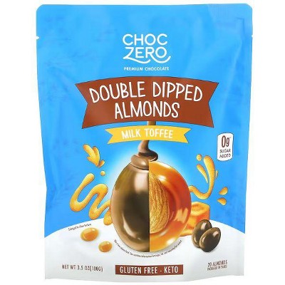 ChocZero, Premium Chocolate, Double Dipped Almonds, Milk Toffee, 3.5 oz