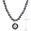 EVERLY JEWELRY |Sterling Silver 7-7.5mm Black Cultured Freshwater Pearl and 8 CT TGW Black Agate Men's Necklace with Large Lobster Clasp - 2 of 4