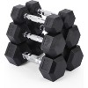 Rubber Hex Dumbbell Set with A-Frame Rack (160lb/200lb) - 5-30lb Pair Dumbbells for Home Gym, Non-Slip Grip, Solid Cast Iron & Rubber Coated - 2 of 4