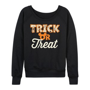 Women's - Disney - Trick Or Treat Lightweight French Terry Wide Neck Long Sleeve Shirt - 1 of 4