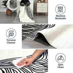 Area Rug, Non-Slip Machine Washable Rug, Modern Faux Wool Floor Carpet, Low Pile Foldable Soft Print Accent Rug, Indoor Abstract Rug for Living Room - 1 of 4
