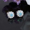 Attop White Gold/Rose Gold Plated Ladies Flower Stud Earrings Cute Unique Earrings - 3 of 4