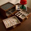 Wooden Jewelry Case with Drawers, Clover-Shaped Brass Lock, Gift-Ready Walnut Storage for Women - 2 of 4