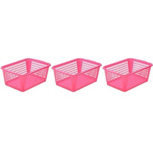 YBM HOME Plastic Perforated Storage Basket Bin Office Drawer, Shelf Desktop CountertopTray Organizer 32-1184, Pack of 3 - 1 of 4