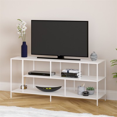 Matte White 55" Steel 3-Shelf TV Stand