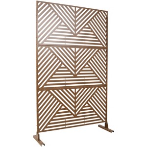 CAVINAS 76" H×48" W Freestanding Privacy Fence with Geometric Linen Pattern,Outdoor Privacy Screen for Balcony,Patio,Garden - 1 of 4