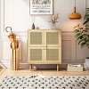 ORRD 4-Door Rattan Storage Cabinet, Modern Natural Rattan Mesh Sideboard with 8 Shelves for Entryway, Living Room - 3 of 4