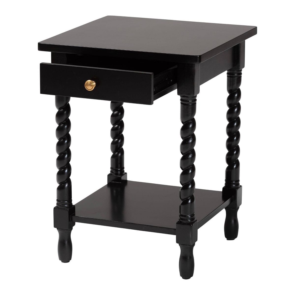 Baxton Studio Niklas Nightstand with Twisted Legs Black - thumbnail 2