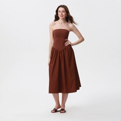 Women's Tube Knit Maxi A-Line Dress - A New Day™ Brown XXL