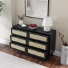 KTMBDW 6 Drawer Double Dresser for Bedroom, Rattan Chest of Dressers, Modern Wooden Dresser Chest for Living Room and Entryway - 4 of 4
