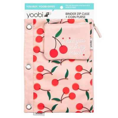 Yoobi Binder Zip Pencil Case Pink Strawberries and Coin Purse — SafeSavings