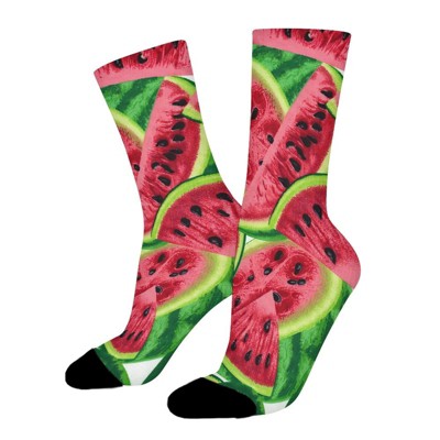 Summer Watermelon Women Printed Crew Socks Funny Funky Socks Soft Polyester Novelty Gifts for Artists Men