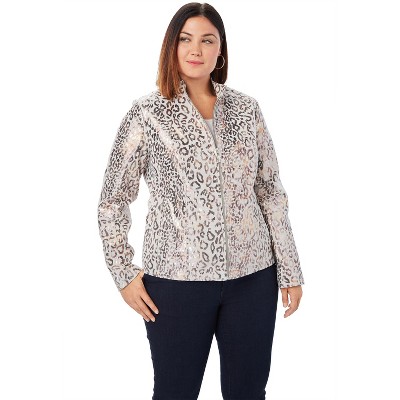 Jessica London Women's Plus Size Zip Front Leather Jacket