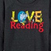 Women's - Dr. Seuss - The Cat In The Hat Book Cover Love Reading Lightweight French Terry Wide Neck Long Sleeve Shirt - 2 of 4