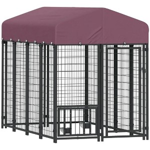 Resenkos Dog House, Pet House,Dog Cave,Outdoor Dog Kennel with 360° Rotating & 4 Levels Adjustable Bowls, Waterproof Cover Red - 1 of 4