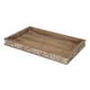 HomeRoots 17" Brown Distressed Finish Wood Tray With Side Carvings - 4 of 4