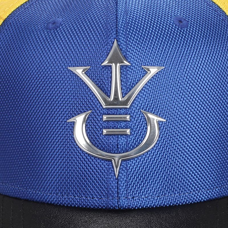 Dragon Ball Z Vegeta Super Saiyan Crest Men's Blue & Yellow Precurve Snapback Hat, 3 of 7