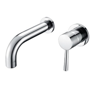 Sumerain Wall Mounted Bathtub Faucet, Single Handle Tub Faucet Set Including Rough-in Valve, Chrome - 1 of 4