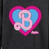 Women's - Barbie - Heart Crest Lightweight French Terry Wide Neck Long Sleeve Shirt - 2 of 4