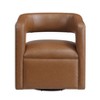 PAGED Swivel Accent Chair Faux Leather Upholstered Reading Chair with Barrel Back and Metal Swivel Base for Office - 2 of 4