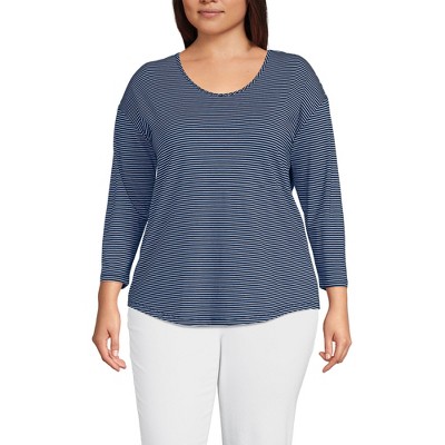 Lands' End Women's 3/4 Sleeve Lightweight Jersey U-Neck Tunic