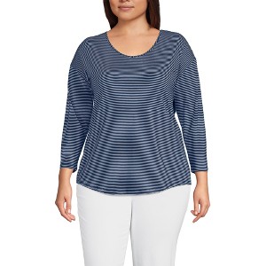 Lands' End Women's 3/4 Sleeve Lightweight Jersey U-Neck Tunic - 1 of 3