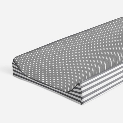 Bacati - Elephants White/Gray Gray Pin Dots Changing Pad Cover