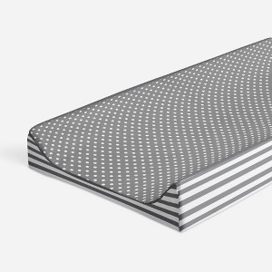 Bacati - Elephants White/Gray Gray Pin Dots Changing Pad Cover - 1 of 4