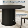 47Inch Round Dining Table for 4-6 People, Black Dining Room Table with Sturdy Waveform Metal Pedestal Base, Industrial Circle Kitchen Table - 4 of 4