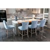 Okak Contemporary Velvet Bar Stools Set of 2 with Button Tufting & Chrome Nailhead Trim, Upholstered Stools Wood Legs for Kitchen Island - 4 of 4
