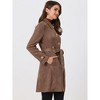 Allegra K Women's Vintage Faux Suede Mid-Thigh Belted Single Breasted Trench Coat - 3 of 4