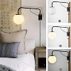Claxy Modern Black Plug in Swing Arm Wall Lamp with On/Off Switch Wall Sconce Milky Globe Glass Shade for Bedroom - 4 of 4