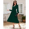 Women's V - Neck Ruffled Long Dress, Elegant Long - Sleeve Maxi Dress with Waist Accent - 2 of 4