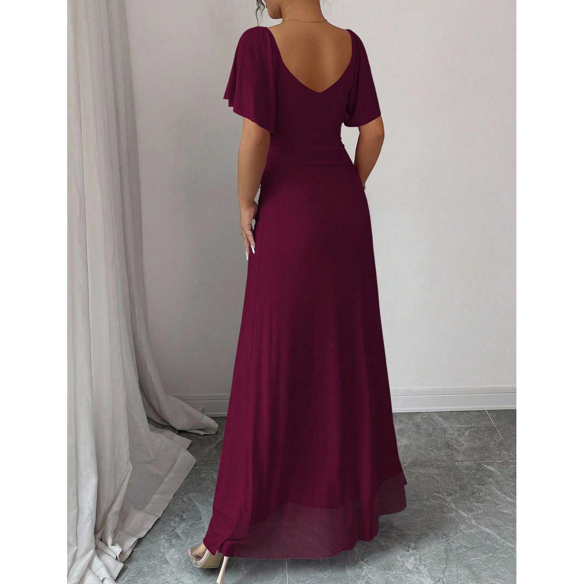 Женские платья YesFashion Women’s Maxi Dress Deep V Neck Bodycon Casual Summer Party Long Dresses,M,Wine Red — фото 5