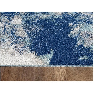 Blue and Turquoise Abstract 8' x 10' Synthetic Area Rug