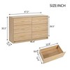 6 Drawer Double Dresser, Wide Chest Of Drawers With Golden Handles, Modern Wooden Storage Organizer For Bedroom Hallway Closet Living Room Nursery - 2 of 4