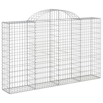 vidaXL Arched Gabion Basket- Silver, Decorative Garden Barrier, Galvanized Iron, Easy Assembly, Versatile Usage, Rocks or Gravel Filler
