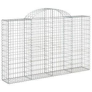 vidaXL Arched Gabion Basket- Silver, Decorative Garden Barrier, Galvanized Iron, Easy Assembly, Versatile Usage, Rocks or Gravel Filler - 1 of 4