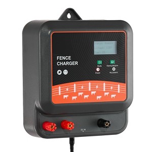 VEVOR Multi-Powered Electric Fence Charger, 2J/3J/5J, Electric Fence Energizer with Real-Time LED Display, 6.2 Miles Range, Black&Orange - 1 of 4